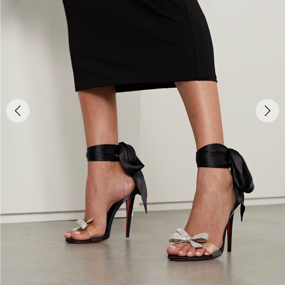 Christian Louboutin Astrinodo 100 crystal-embellished PVC and satin sandals 41.5